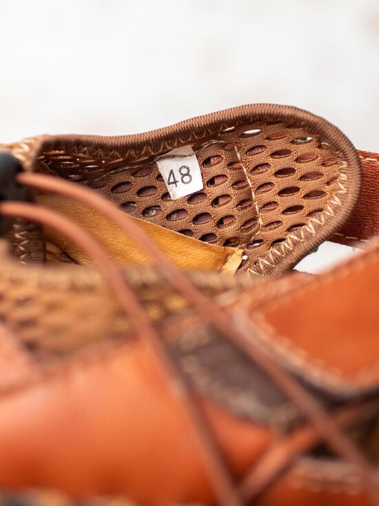Menico Brown Leather Fisherman Sandals Size 48 Men\'s 15 Hook Loop Outdoor main image 4